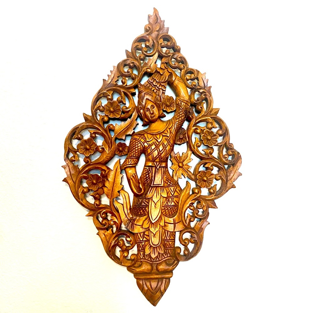 Beautiful Hand Carved Teak Wood Plaque